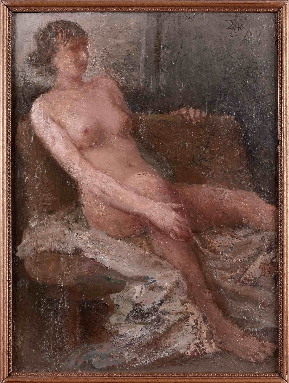 Zárybnický Rostislav, Sedící akt II, 2022, olej na plátně, sign., rám, 41 x 55 / 47 x 60 cm, 6 000 Kč